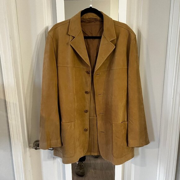 Ermenegildo Zegna Leather 4 Button Jacket Size XL Color Tan - Picture 1 of 8